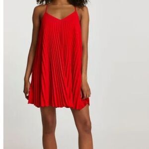 River Island Red Pleated Slip Dress Size 10